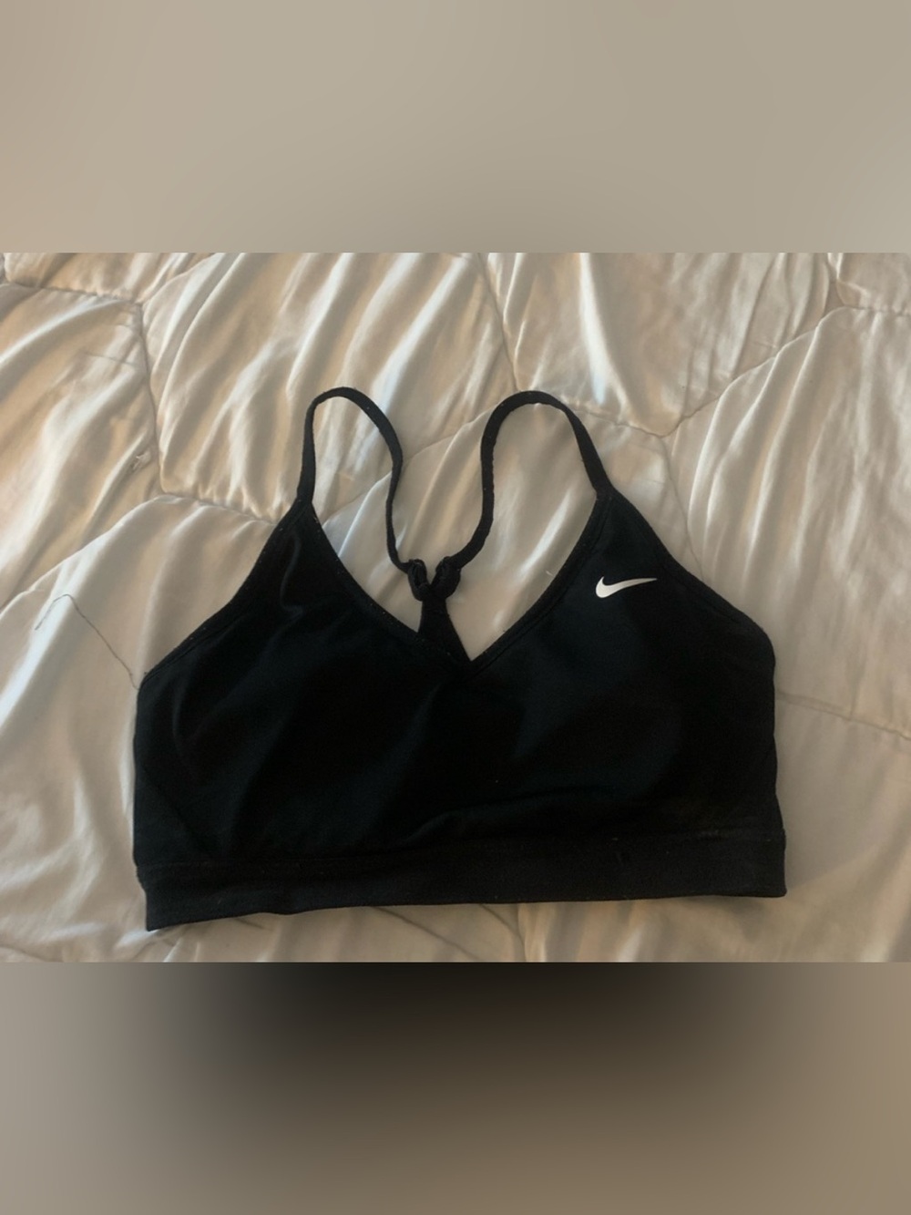 Nike Black Racerback Sports Bra with White Swoosh